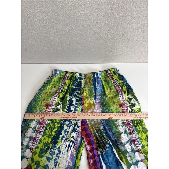 Jams World Size L Cropped Pants Tribal Reef Multicolored Pull On Elastic Waist - Picture 9 of 11